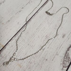 Delicate Silver Rhinestone Drop Necklace - Women's Jewelry